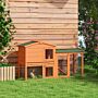 Pawhut 2 Tier Rabbit Hutch With Run, Ramp, Slide-out Tray, Orange