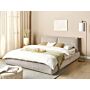 Eu Super King Size Waterbed Taupe Corduroy Upholstery 6ft With Mattress With Thick Padded Headboard Footboard Modern Style Bedroom Beliani