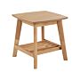 Side Table Light Wood Mdf Top Rubberwood Legs 50 X 50 Cm Square Traditional Design