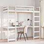 Vidaxl Loft Bed Frame With Desk White 90x200 Cm Solid Wood Pine