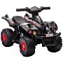 Aiyaplay 6v Kids Electric Quad Bike W/ Music, Forward Function, For 2-6 Years, Black