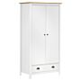 Vidaxl 2-door Wardrobe Hill White 89x50x170 Cm Solid Pine Wood