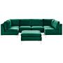 Modular Sofa Green Velvet U Shape 6 Seater With Ottoman Silver Metal Legs