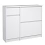 Naia Shoe Cabinet With 2 Shoe Compartments, 1 Door And 1 Drawer In White High Gloss