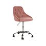 Office Swivel Chair Pink Velvet Height Adjustable Button Back Beliani