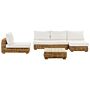 Garden Conversation Set Brown Rattan White Cushions Outdoor Sofa Set With Coffee Table