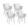 Set Of 4 Dining Chairs Light Grey Plastic Garden With Armrests