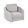 Armchair Fabric Grey Gold Metal Legs Club Chair Curvy