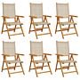 Vidaxl Reclining Garden Chairs 6 Pcs Beige Poly Rattan And Solid Wood