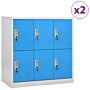 Vidaxl Locker Cabinets 2 Pcs Light Grey And Blue 90x45x92.5 Cm Steel