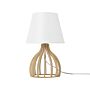 Table Lamp Light Wood Base And White Fabric Lampshade