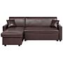 Corner Sofa Bed Dark Brown Faux Leather 3 Seater Right Hand Orientation With Storage