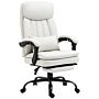 Vinsetto Vibration Massage Office Chair W/ Heat, Microfibre Computer Chair W/ Footrest, Lumbar Support Pillow, Armrest, Reclining Back, Cream White