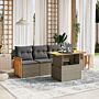 Vidaxl 5 Piece Garden Sofa Set With Cushions Grey Poly Rattan