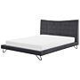 Eu Super King Size Bed Grey Velvet 6ft Upholstered Frame Metal Hairpin Legs Tufted Headboard