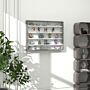 Homcom 5-tier Wall Display Shelf Unit Cabinet W/ 4 Adjustable Shelves Glass Doors Home Office Ornaments 60x80cm Grey Wood Grain