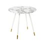 Dining Table Marble Effect And White Mdf And Metal Legs ⌀ 80 Cm Glossy Finish Oval