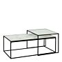 Bolton Coffee Table Set With White Marble Effect Glass Top & Black Legs