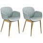 Set Of 2 Dining Chairs Mint Green Fabric Upholster