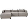 Right Hand 3 Seater Corner Sofa Taupe Fabric Upholstered Track Armrests Additional Cushions