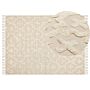 Area Rug Beige Cotton 140 X 200 Cm Minimalistic Tufted Shaggy Geometric Pattern