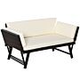 Outsunny 2 Seater Rattan Folding Daybed Sofa Bench Garden Chaise Lounger Loveseat With Cushion Outdoor Patio Brown