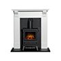 Adam Harrogate Stove Fireplace In Pure White & Black With Hudson Electric Stove In Black, 39 Inch