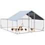 Pawhut Walk In Chicken Run, Galvanized Chicken Coop Outdoor Hen House Poultry, Duck Rabbit Hutch For Backyard With Water, Uv-resist Cover, 4 X 3 X 2 M