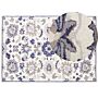 Area Rug Beige And Blue Wool 160 X 230 Cm Thick Dense Pile Oriental Pattern