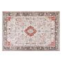 Area Rug Red And Beige Cotton Polyester 160 X 230 Cm Oriental Pattern Distressed Vintage Home Decor