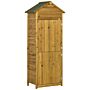 Outsunny Wooden Garden Storage Shed Utility Gardener Cabinet W/ 3 Shelves And 2 Door, 191.5cm X 79cm X 49cm, Natural Wood Effect