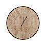 Round Wall Clock Gold Iron Frame Retro Design Mdf 60 Cm Light Wood Face