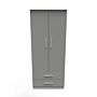 Contrast Double 2 Drawer Wardrobe In Dusk Grey & White