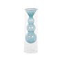 Flower Vase Turquoise Transparent Glass 26 Cm Double Walled Decorative Irregular Bud Shape Tabletop Home Decoration