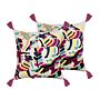 Set Of 2 Scatter Cushions Multicolour Cotton Wool 50 X 50 Cm Animal Motif Handmade Embroidered Removable Cover With Filling