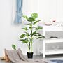 Outsunny 100cm/3.3ft Artificial Monstera Tree Decorative Cheese Plant 21 Leaves With Nursery Pot, Fake Tropical Palm Tree For Décor