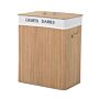 Homcom 100l Collapsible Natural Wood Laundry Hamper Organizer Clothes Washing Basket Bin Storage Box W/lid Removable Lining 52x32x63cm, Wood Color