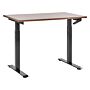 Manually Adjustable Desk Dark Wood Tabletop Black Steel Frame 120 X 72 Cm Sit And Stand Square Feet Modern Design Office