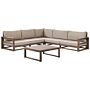 Garden Corner Sofa Set Dark Wood And Taupe Acacia Wood Outdoor 5 Seater With Coffee Table Cushions Modern Design Beliani