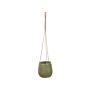 Hanging Plant Pot Green Fibre Clay ⌀ 20 Cm Round Jute String Flower Pot Embossed Pattern