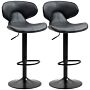 Homcom Adjustable Swivel Bar Stools Set Of 2, Barstools With Footrest And Backrest, Steel Frame Gas Lift, Grey