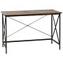 Home Office Desk Dark Wood With Black Mdf Top Metal Legs 115 X 60 Cm