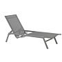 Sun Lounger Grey Steel Frame Textile Seat Adjustable Backrest Uv Resistant Outdoor Furniture