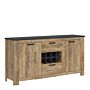 Rapallo 2 Door 2 Drawer Sideboard With Wine Rack In Chestnut And Matera Grey