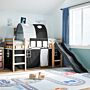 Vidaxl Kids' Loft Bed With Tunnel White&black 80x200 Cm Solid Wood Pine