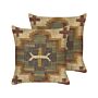 Set Of 2 Scatter Cushions Multicolour Jute Cotton 45 X 45 Cm Geometric Pattern Handmade Removable Cover With Filling