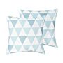 Set Of 2 Outdoor Cushions Blue And White 40 X 40 Cm Geometric Triangle Pattern Garden Pillows