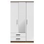 Contrast Tall Triple 2 Drawer Mirrored Wardrobe In White & Bardolino Oak