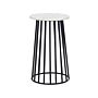 Side Table White Marble Top Black Metal Frame 36 X 36 Cm Round