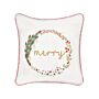 Scatter Cushion White Velvet Fabric 45 X 45 Cm Christmas Motif Cotton Removable Covers